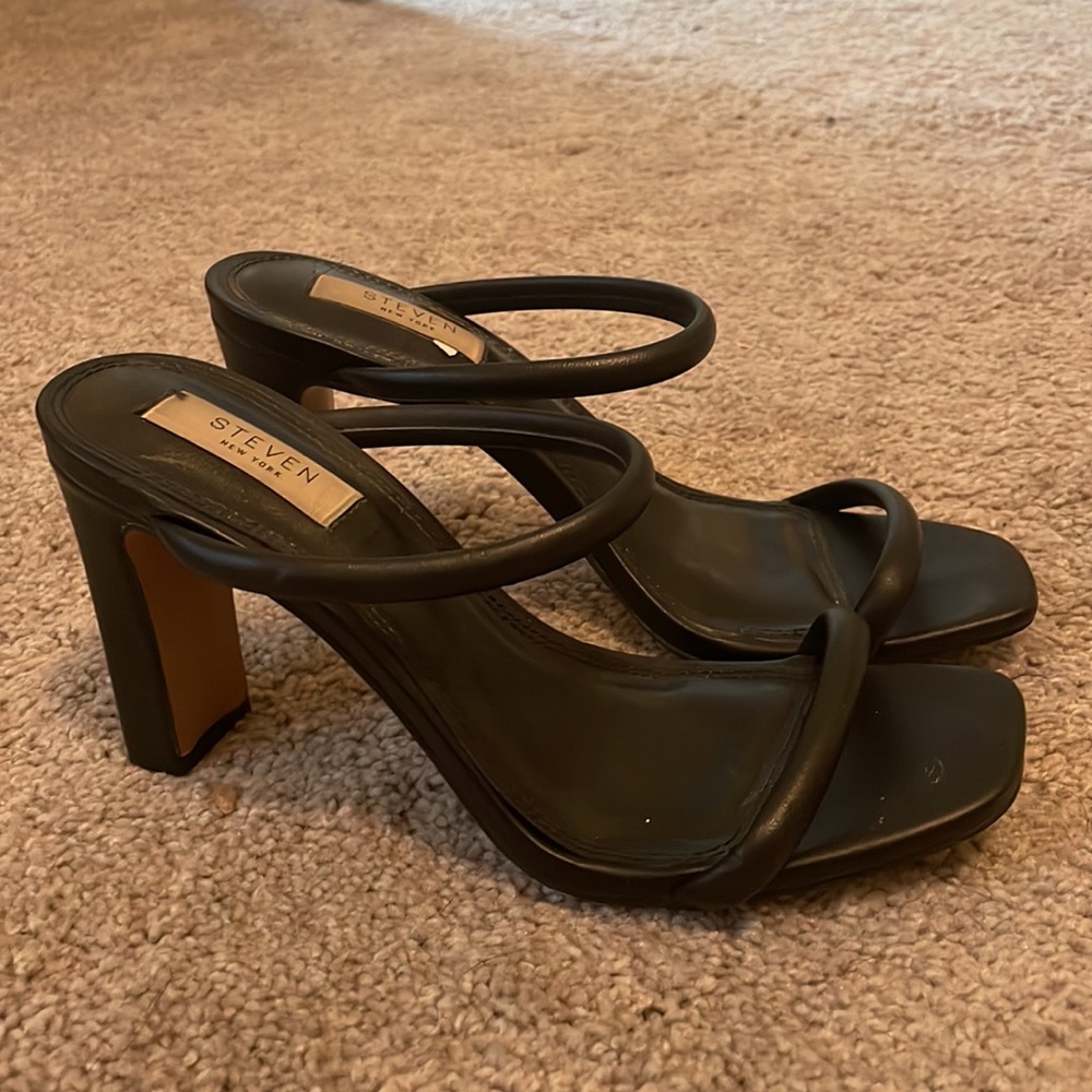 Steven New York Black Strappy Heels - 7.5